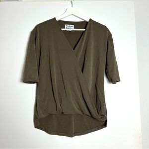 Madison & Berkeley - XS - draped wrap style top - olive green half sleeve